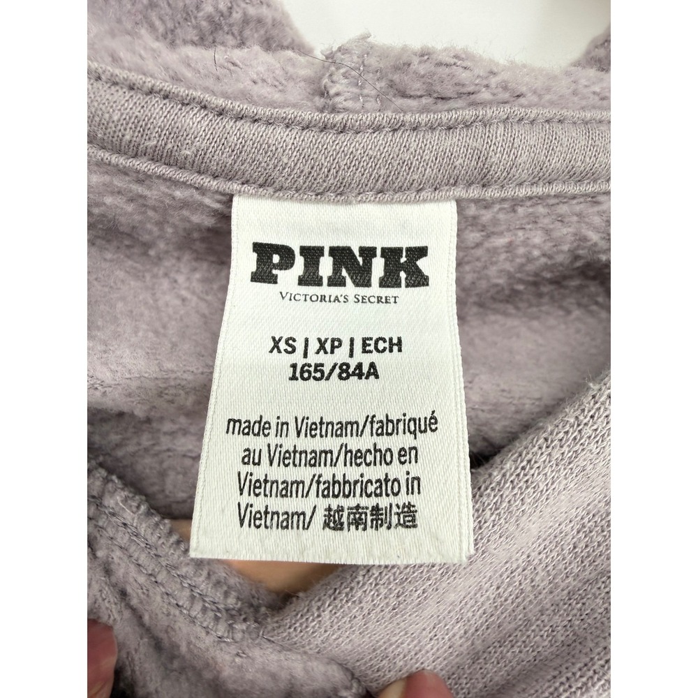 PINK Victoria's Secret Hoodie Women XS Gray Graphic Pullover Relaxed Fit - Picture 3 of 9